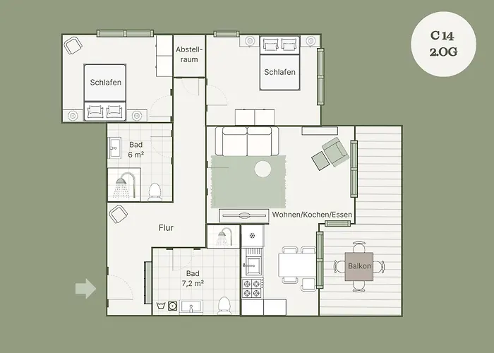 Apartmán C14 Suedbalkon Mit Blick Ins Gruene & Nutzung Der Wellness- & Aktivbereiche Im 